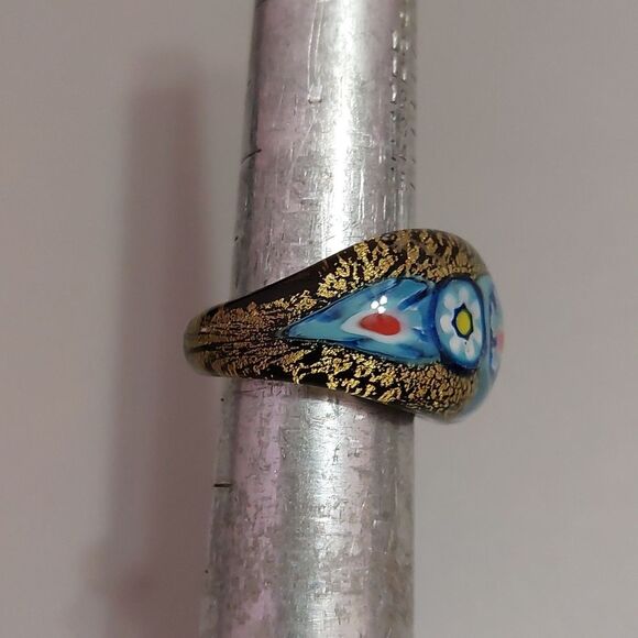 Chunky Statement Glass Ring Size 7 - Picture 3 of 6